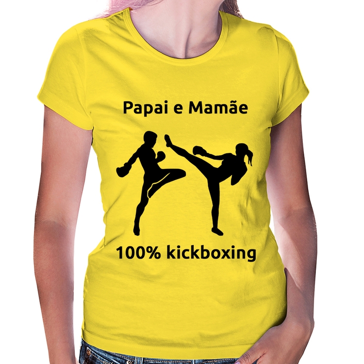 Baby Look Papai e Mamãe 100% Kickboxing - Amarela