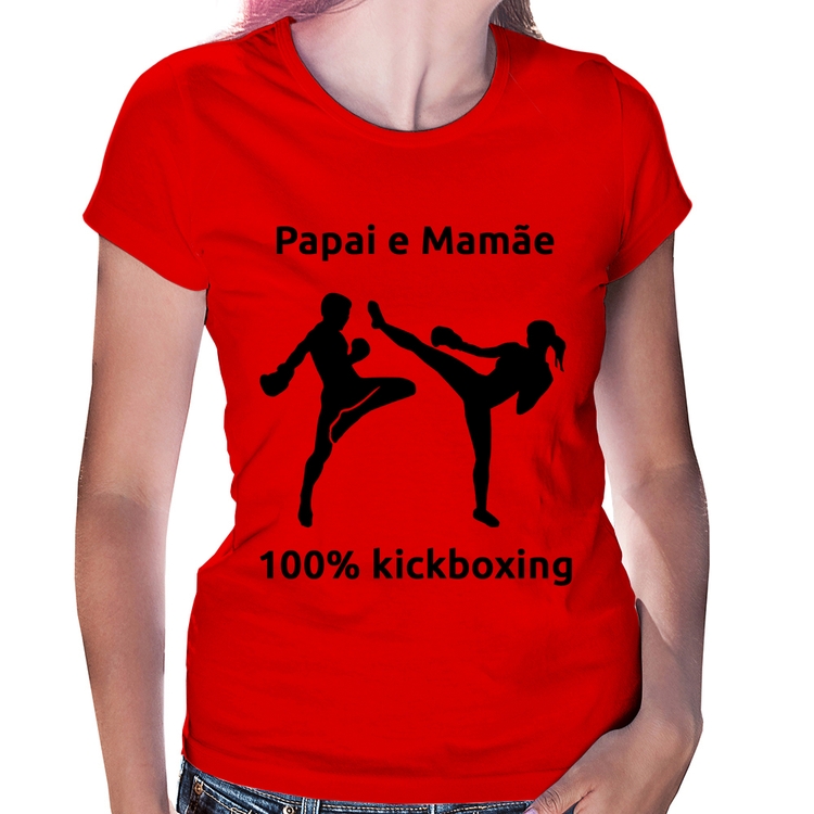 Baby Look Papai e Mamãe 100% Kickboxing - Vermelha