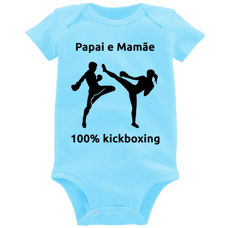 Body Bebê Papai e Mamãe 100% Kickboxing - Azul Bebê