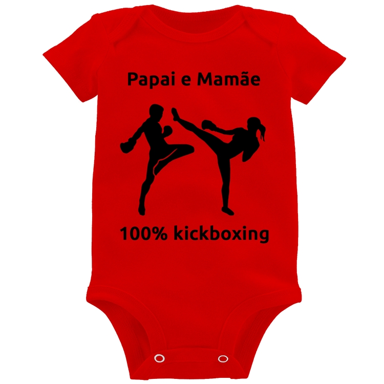 Body Bebê Papai e Mamãe 100% Kickboxing - Vermelho