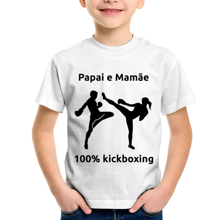 Camiseta Infantil Papai e Mamãe 100% Kickboxing