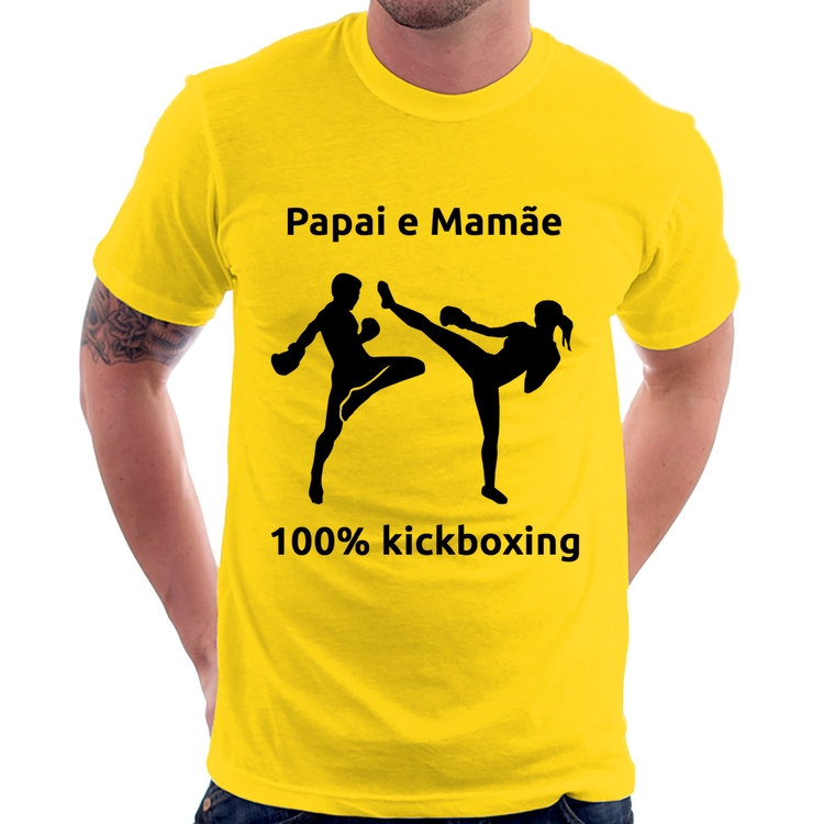 Camiseta Papai e Mamãe 100% Kickboxing - Amarela