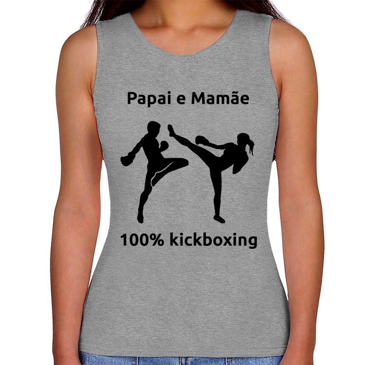 Regata Feminina Papai e Mamãe 100% Kickboxing - Cinza