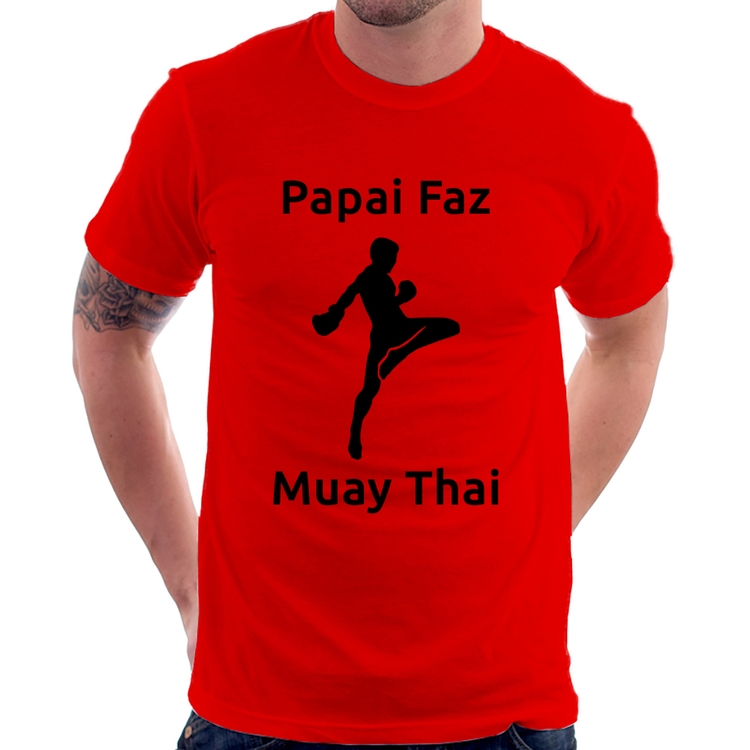 Camiseta Papai Faz Muay Thai - Vermelha