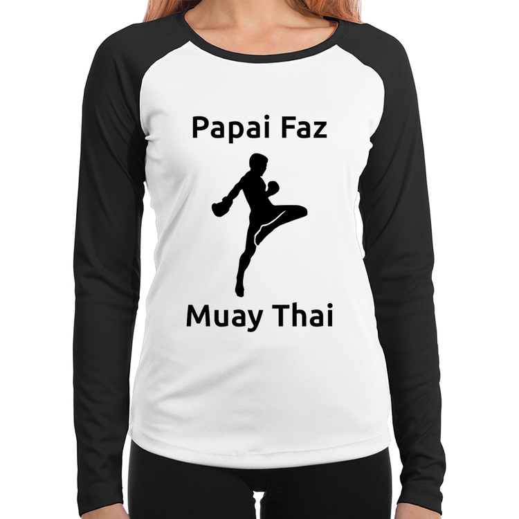 Baby Look Raglan Papai Faz Muay Thai Manga Longa