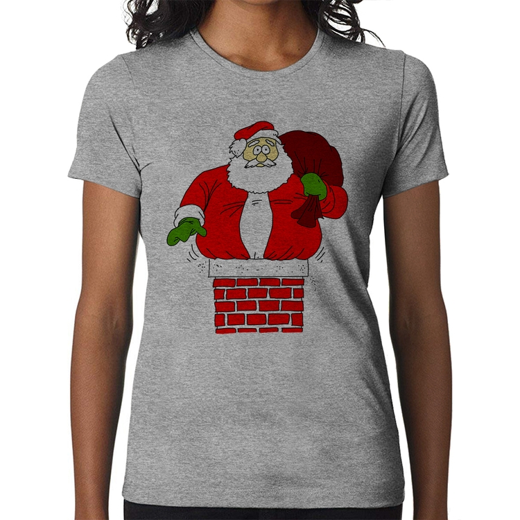 Baby Look Papai Noel Chaminé - Cinza