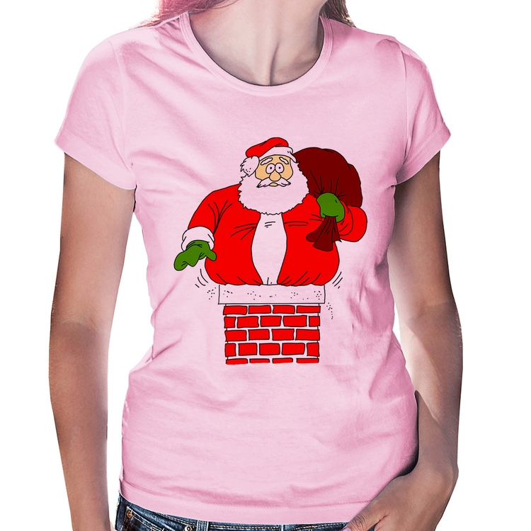 Baby Look Papai Noel Chaminé - Rosa Bebê