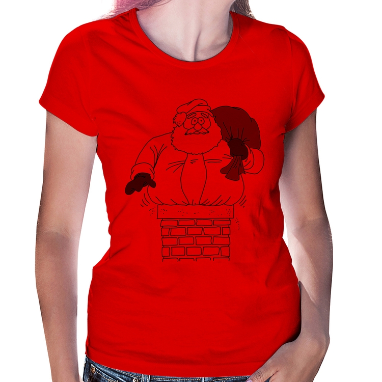 Baby Look Papai Noel Chaminé - Vermelha