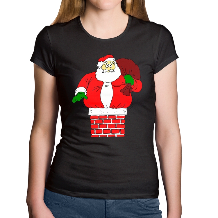 Baby Look Algodão Papai Noel Chaminé
