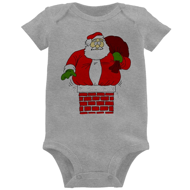 Body Bebê Papai Noel Chaminé - Cinza