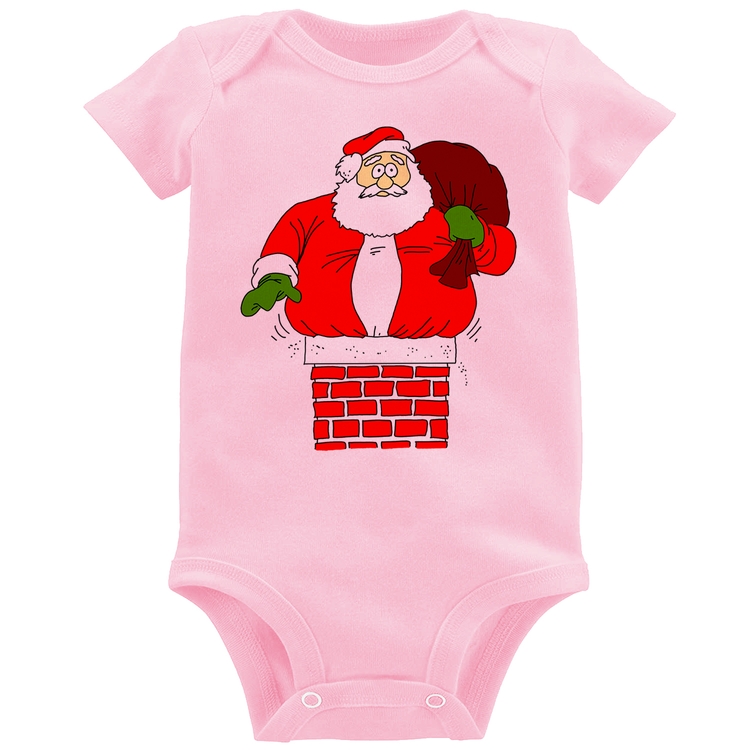 Body Bebê Papai Noel Chaminé - Rosa Bebê