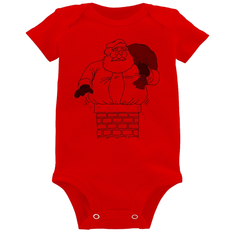 Body Bebê Papai Noel Chaminé - Vermelho