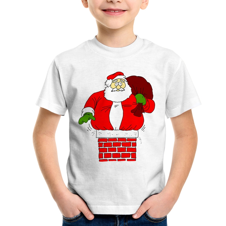 Camiseta Infantil Papai Noel Chaminé