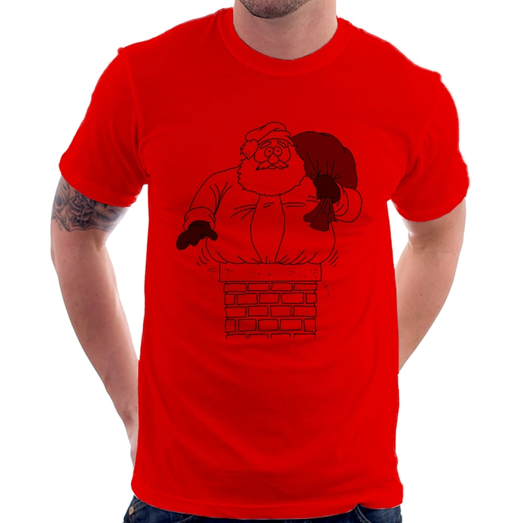 Camiseta Papai Noel Chaminé - Vermelha
