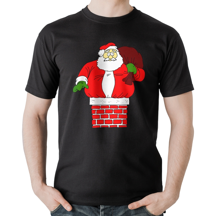 Camiseta Algodão Papai Noel Chaminé