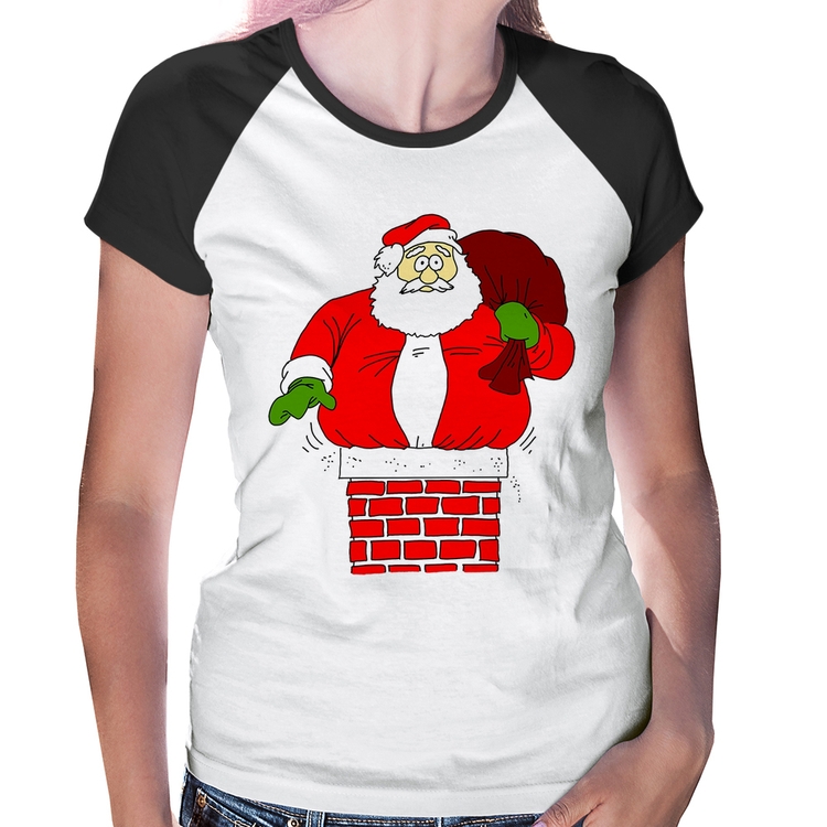 Baby Look Raglan Papai Noel Chaminé