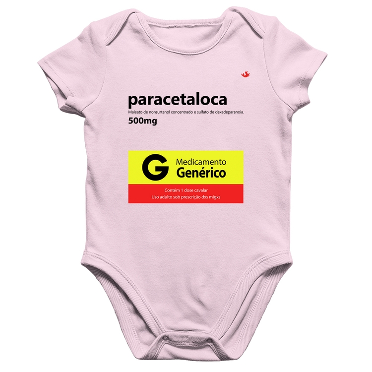 Body Bebê Algodão Paracetaloca - Rosa Bebê