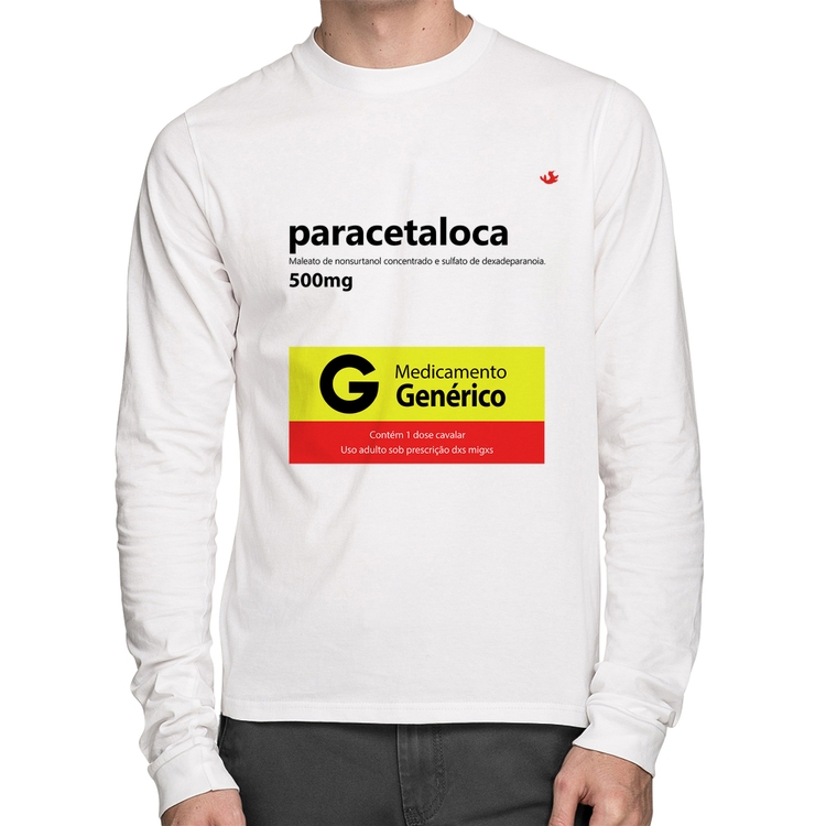 Camiseta Algodão Paracetaloca Manga Longa - Branca