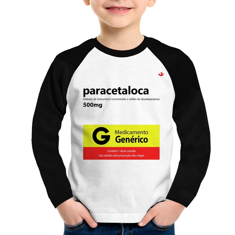 Camiseta Raglan Infantil Paracetaloca Manga Longa