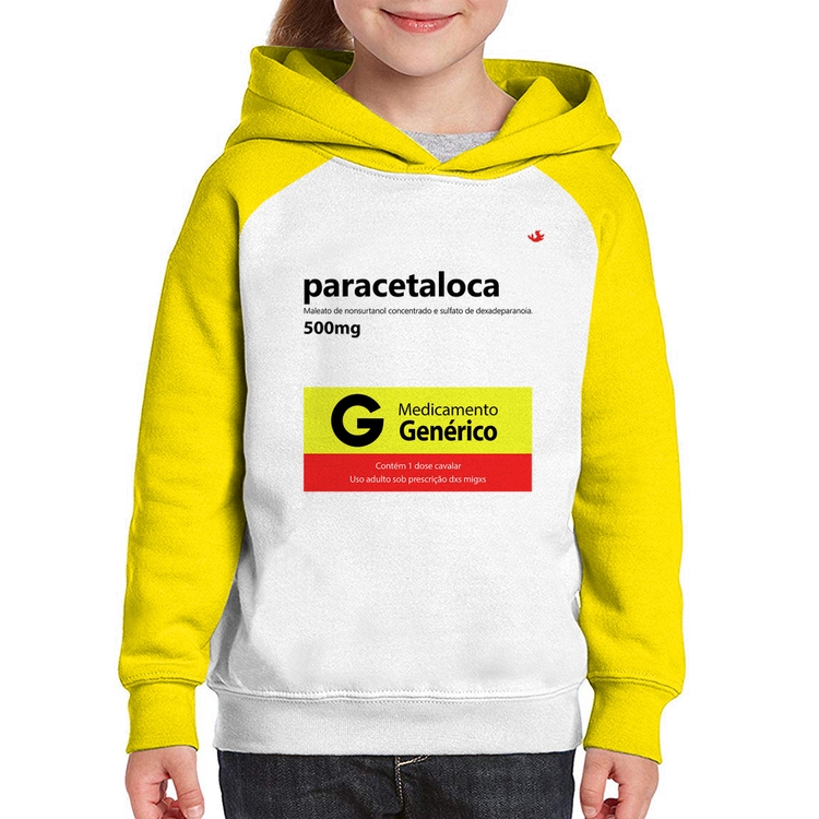 Moletom Infantil Paracetaloca - Branco/Amarelo