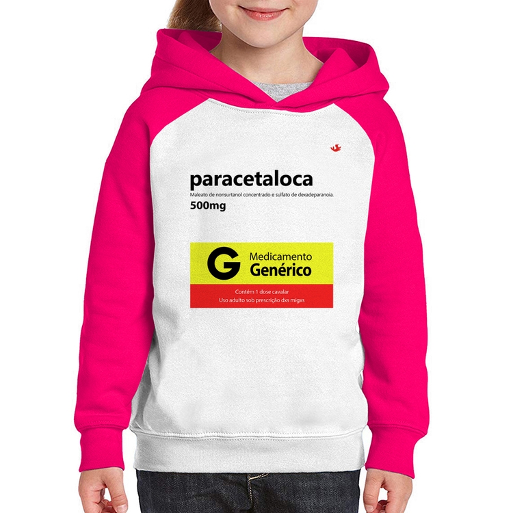 Moletom Infantil Paracetaloca - Branco/Rosa