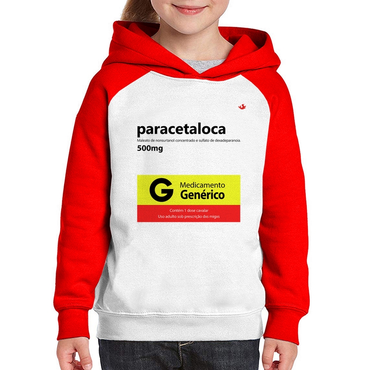 Moletom Infantil Paracetaloca - Branco/Vermelho