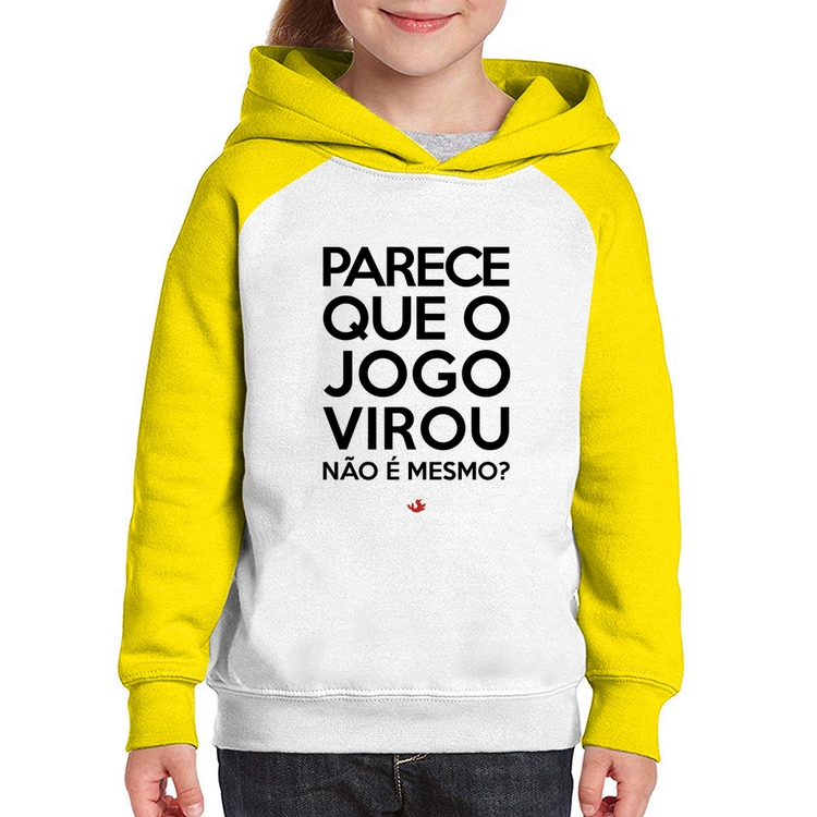 Moletom Infantil Parece que o jogo virou, não é mesmo? - Branco/Amarelo