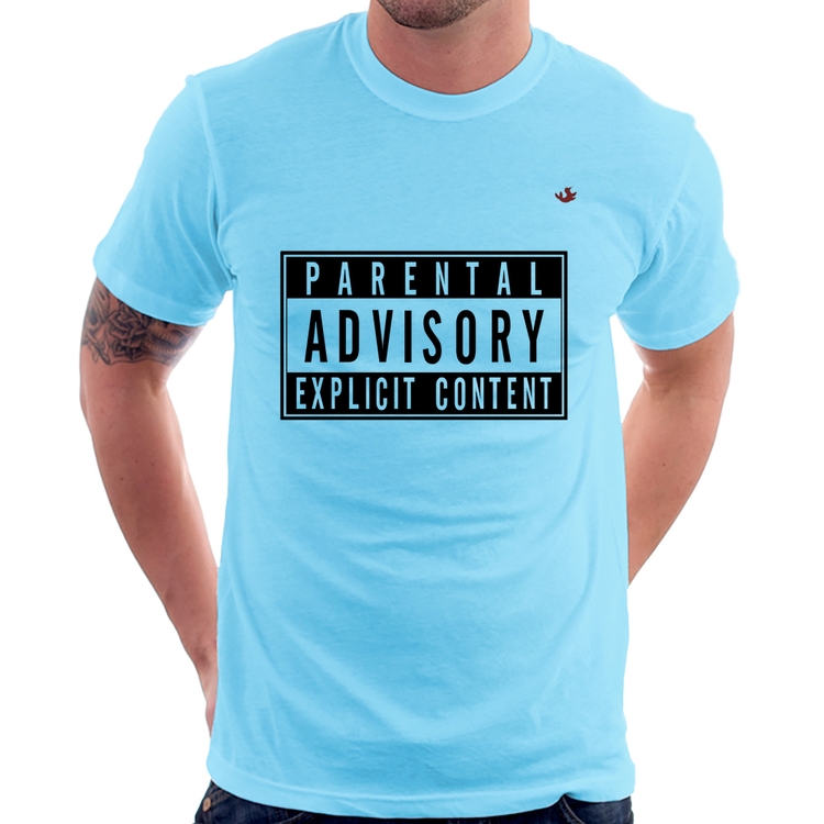 Camiseta Parental Advisory: Explicit Content - Azul Bebê