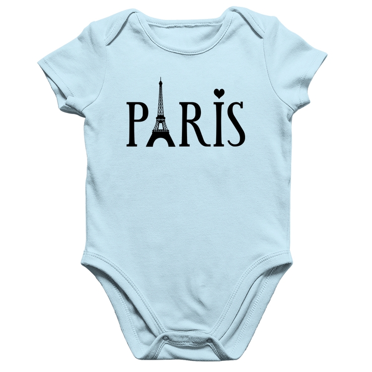 Body Bebê Algodão Paris Torre Eiffel - Azul Bebê