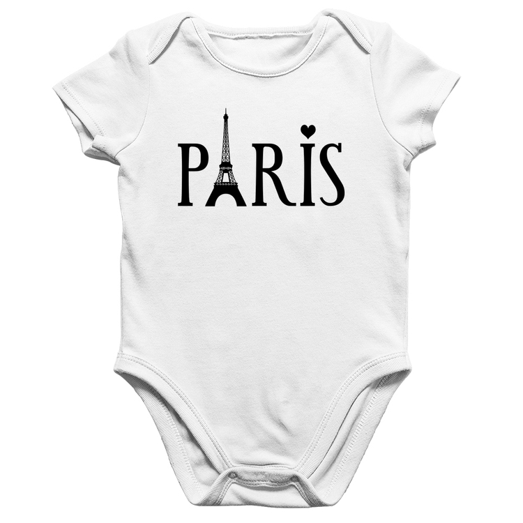 Body Bebê Algodão Paris Torre Eiffel - Branco