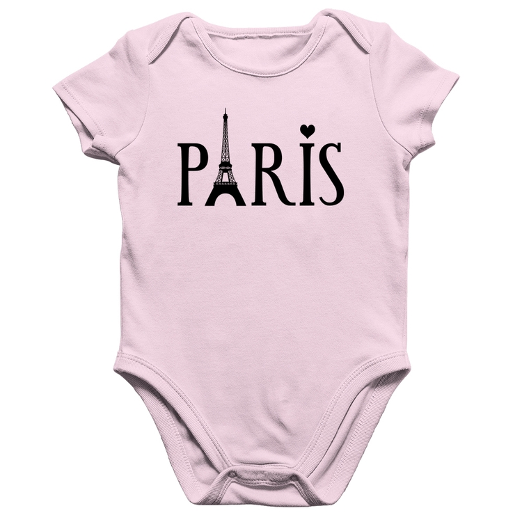 Body Bebê Algodão Paris Torre Eiffel - Rosa Bebê