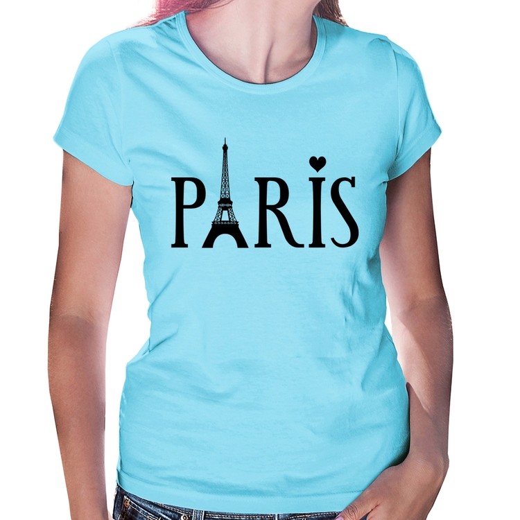 Baby Look Paris Torre Eiffel - Azul Bebê