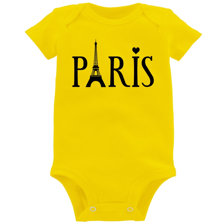 Body Bebê Paris Torre Eiffel - Amarelo