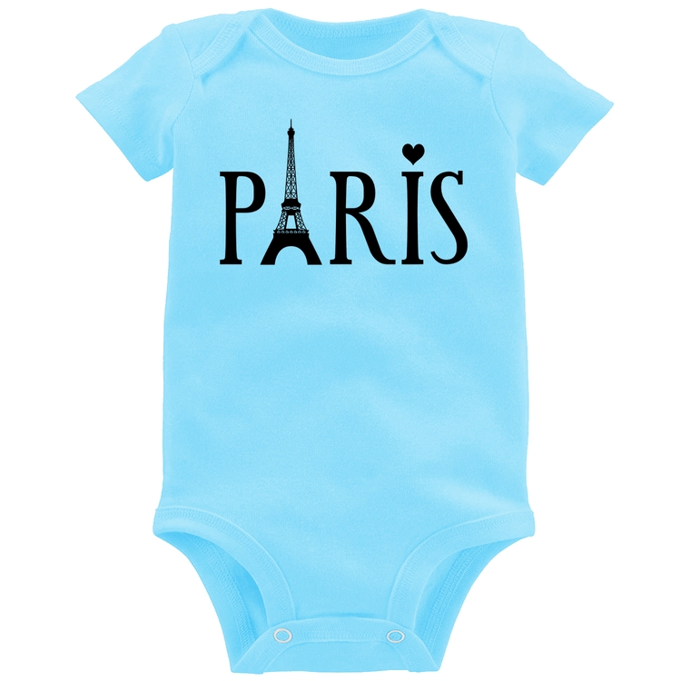 Body Bebê Paris Torre Eiffel - Azul Bebê