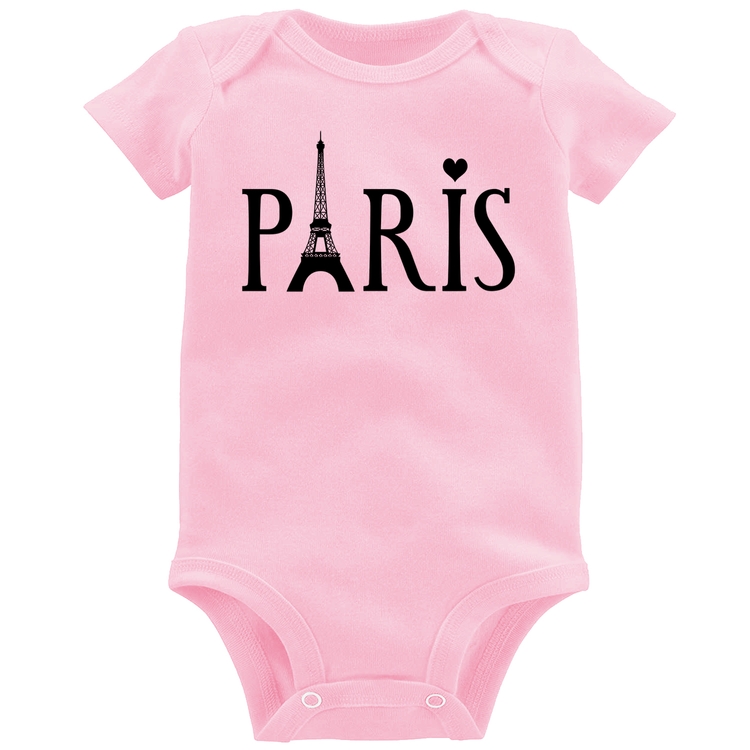 Body Bebê Paris Torre Eiffel - Rosa Bebê