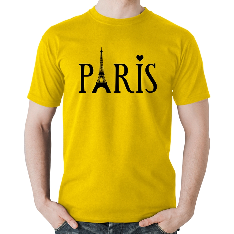 Camiseta Algodão Paris Torre Eiffel - Amarela