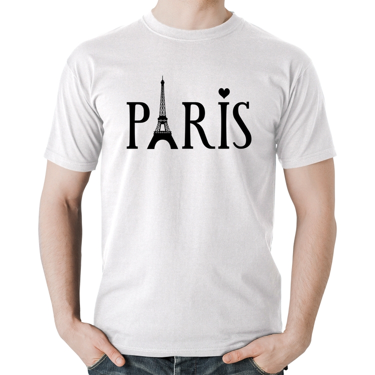Camiseta Algodão Paris Torre Eiffel - Branca