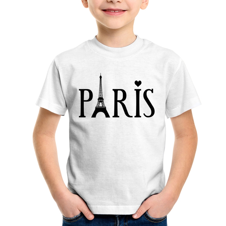 Camiseta Infantil Paris Torre Eiffel