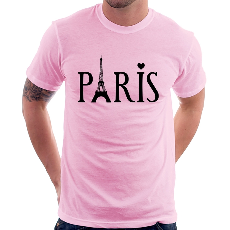 Camiseta Paris Torre Eiffel - Rosa Bebê