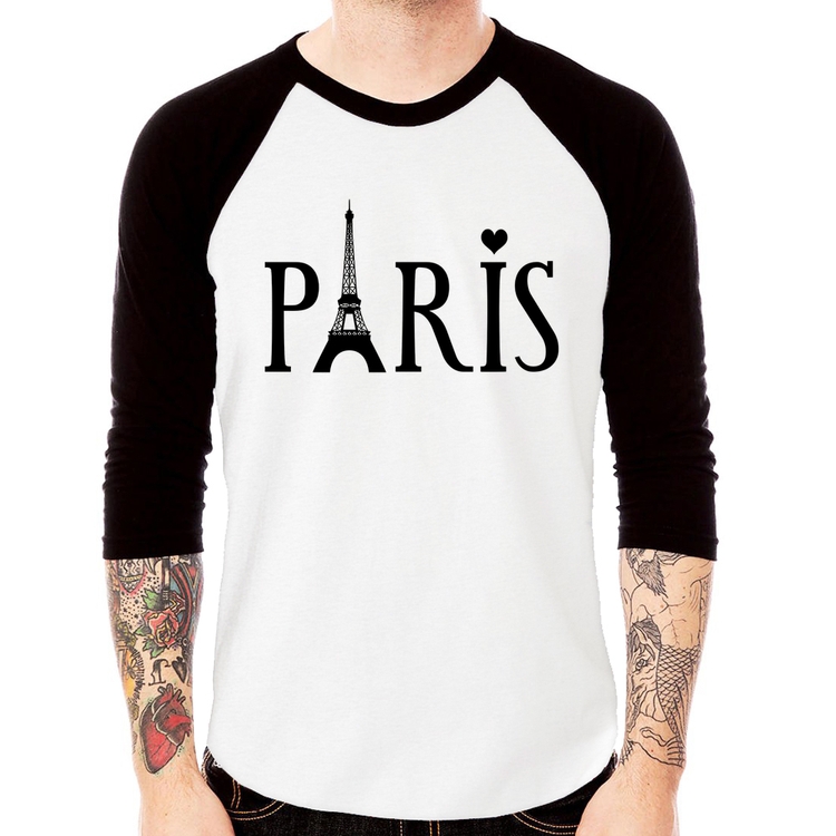 Camiseta Raglan Paris Torre Eiffel Manga 3/4