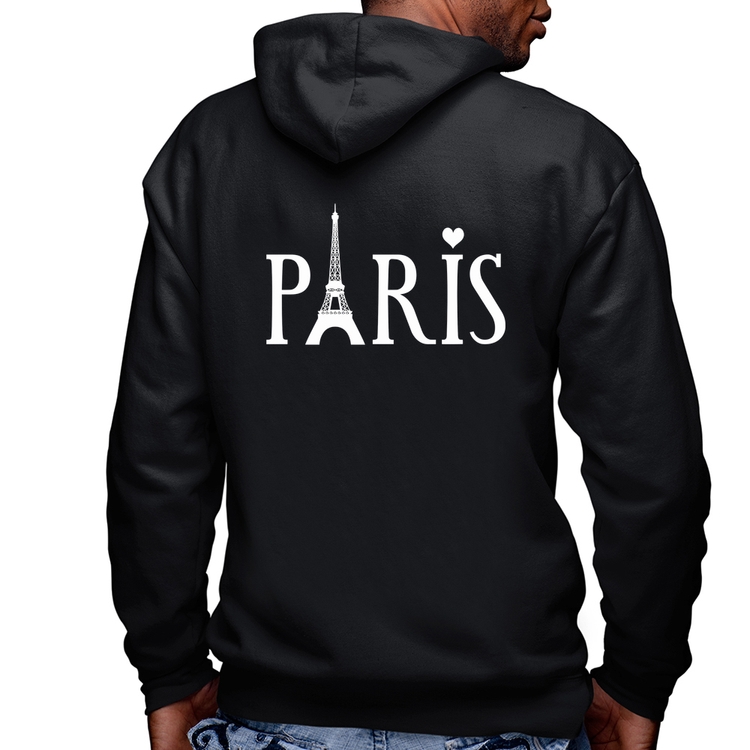 Blusa Moletom Paris Torre Eiffel Masculina com Capuz e Zíper