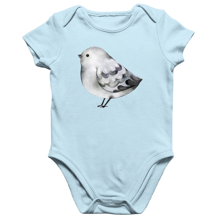 Body Bebê Algodão Pássaro Arte - Azul Bebê