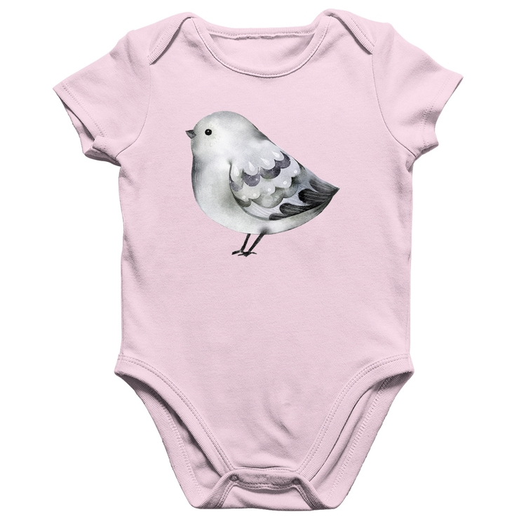 Body Bebê Algodão Pássaro Arte - Rosa Bebê