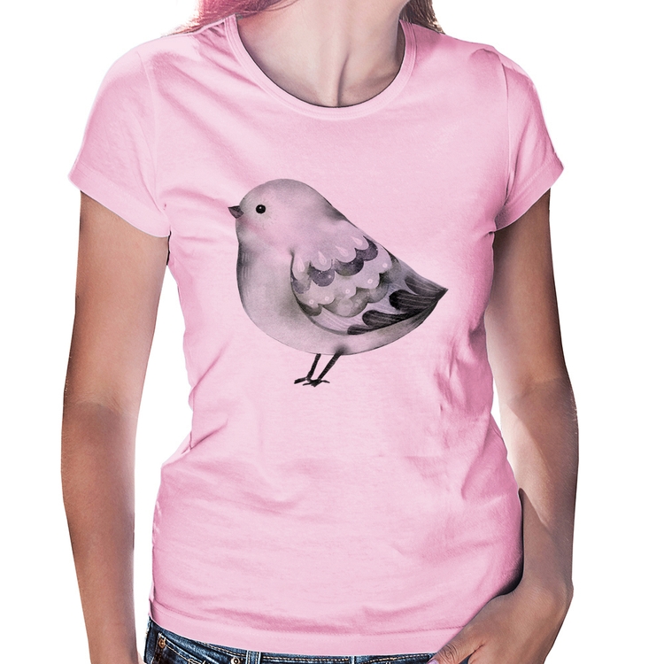 Baby Look Pássaro Arte - Rosa Bebê