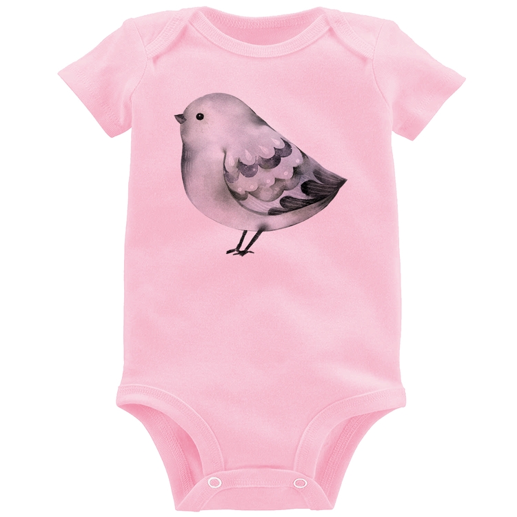 Body Bebê Pássaro Arte - Rosa Bebê