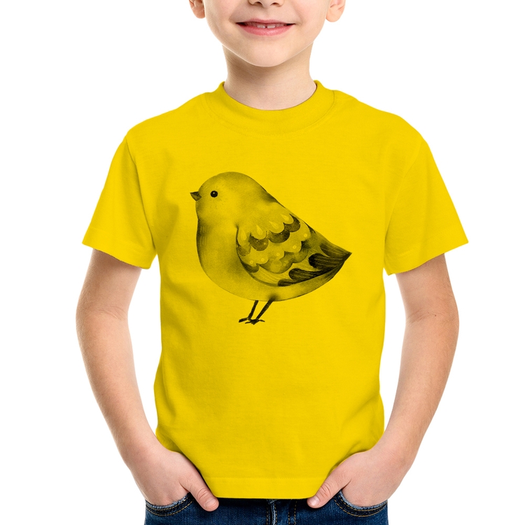 Camiseta Infantil Pássaro Arte - Amarela