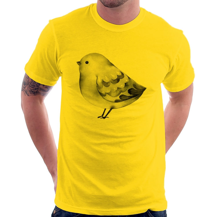 Camiseta Pássaro Arte - Amarela