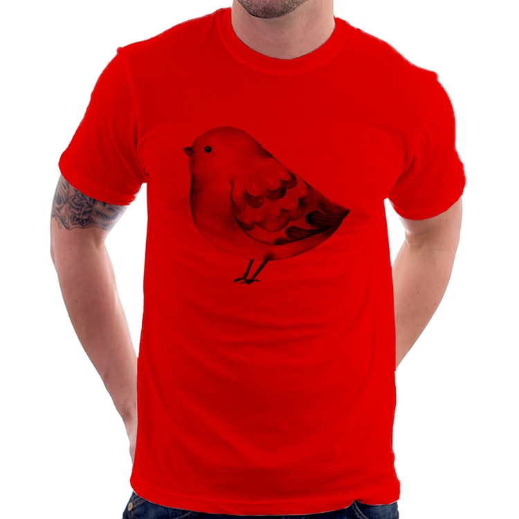 Camiseta Pássaro Arte - Vermelha
