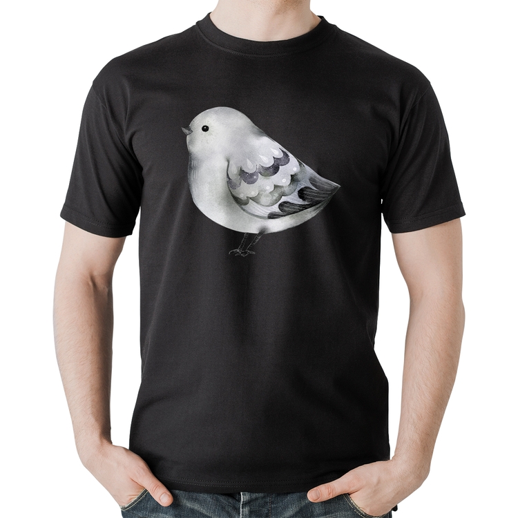 Camiseta Algodão Pássaro Arte