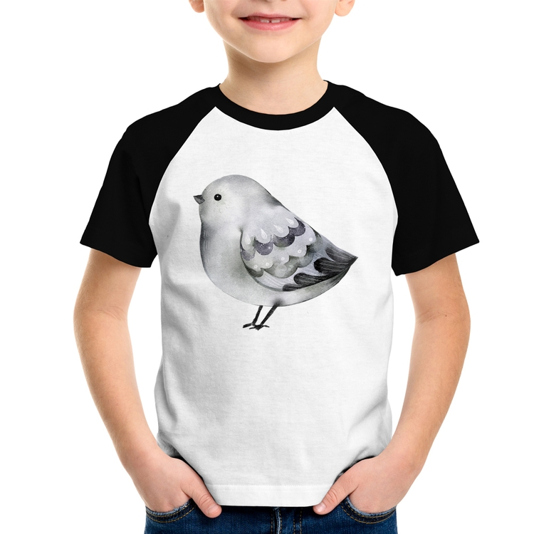 Camiseta Raglan Infantil Pássaro Arte